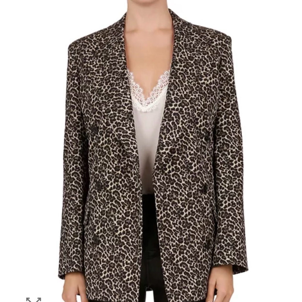 The Kooples Paris Black and Brown Leopard Blazer 1